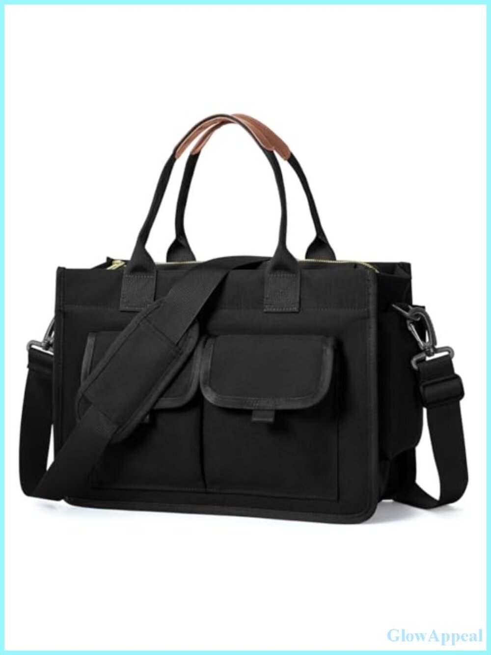 Canvas Tote Bag with Zipper, Adjustable Shoulder Strap Nurse Work Laptop Purse